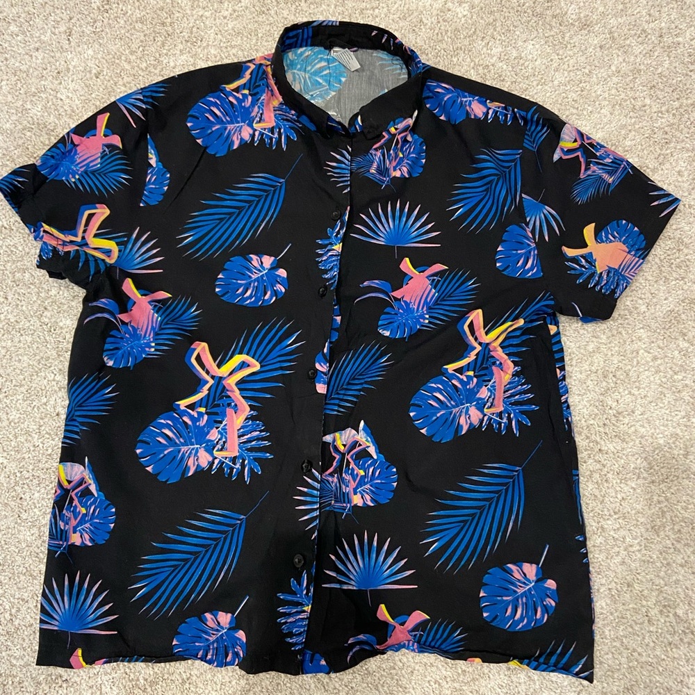 Dutch Bros Coffee tropical button down shirt / cover up